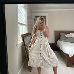 CREAM FREE PEOPLE BUTTON UP DRESS